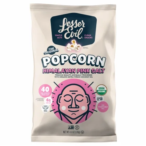 Organic Popcorn, Himalayan Pink Salt by LesserEvil - Tier A kids snack