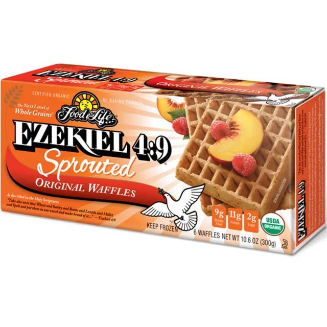 Ezekiel 4:9, Sprouted Grain Original Waffles by Food For Life - Tier C kids snack
