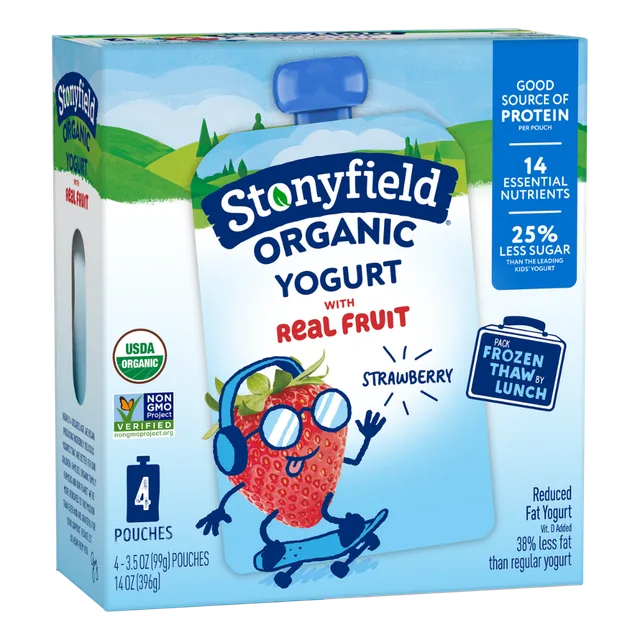 Kids Strawberry Lowfat Yogurt Pouches, Strawberry by Stonyfield - Tier D kids snack
