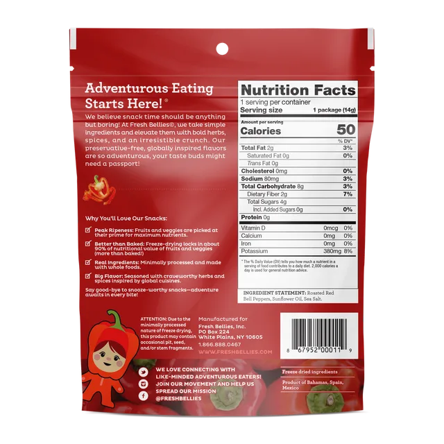 Pepperlicious Snack (Roasted Red Pepper) by Fresh Bellies - Tier B kids snack