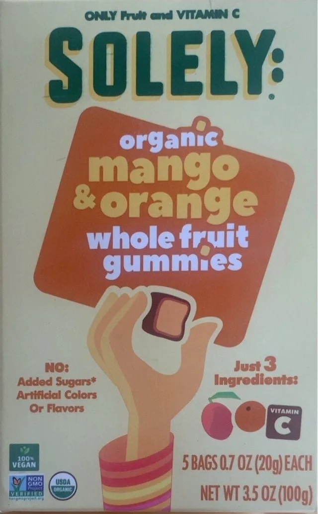 Mango & Orange Fruit Gummies by Solely - Tier B kids snack