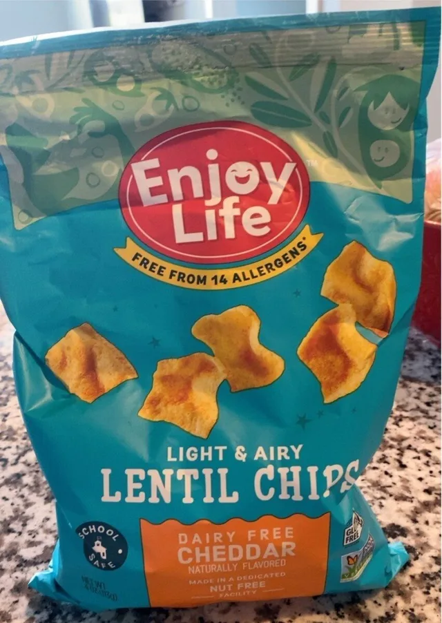 Lentil Chips Dairy Free Cheddar by Enjoy Life - Tier A kids snack