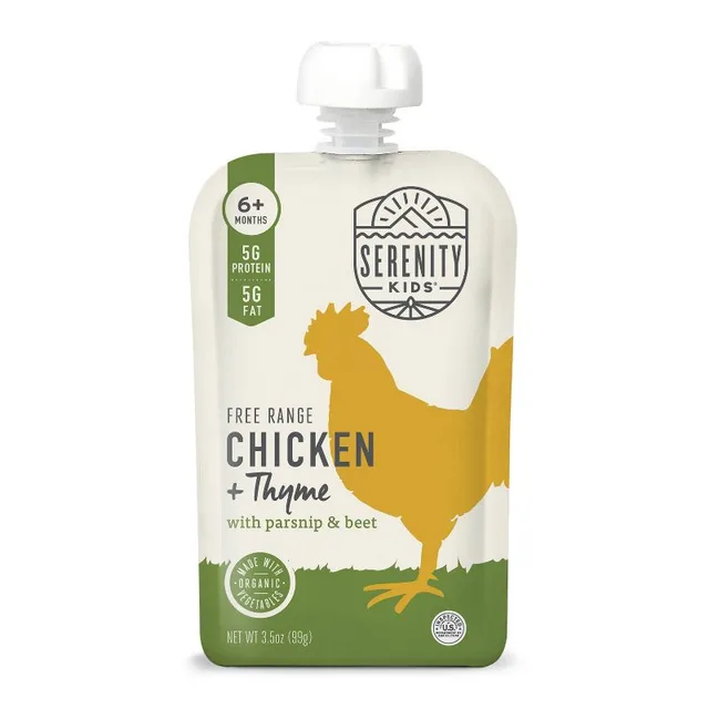 Serenity Kids Free Range Chicken and Thyme with Organic Parsnip and Beet Baby Food Pouch by Serenity Kids - Tier B kids snack