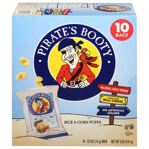 Baked Rice & Corn Puffs Sea Salt by Pirate's Booty - Tier A kids snack