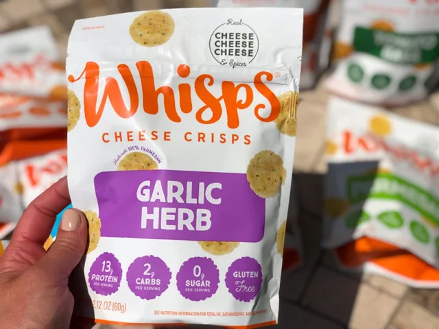 Garlic Herb Cheese Crisps, Garlic Herb by Whisps - Tier A kids snack