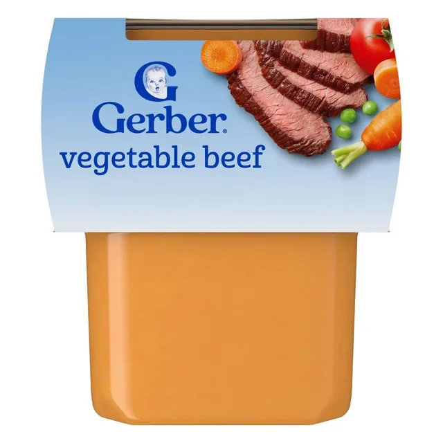 Gerber Baby Food Stage 2 Vegetable & Beef Puree Tub - 2ct/4oz by Gerber - Tier B kids snack