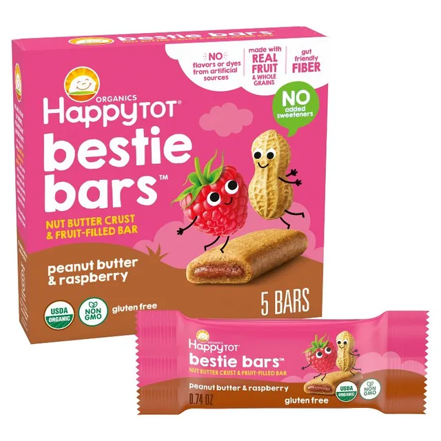 HappyTot Organics Bestie Bars Peanut Butter & Raspberry - 5ct/3.7oz by Happy Tot - Tier B kids snack