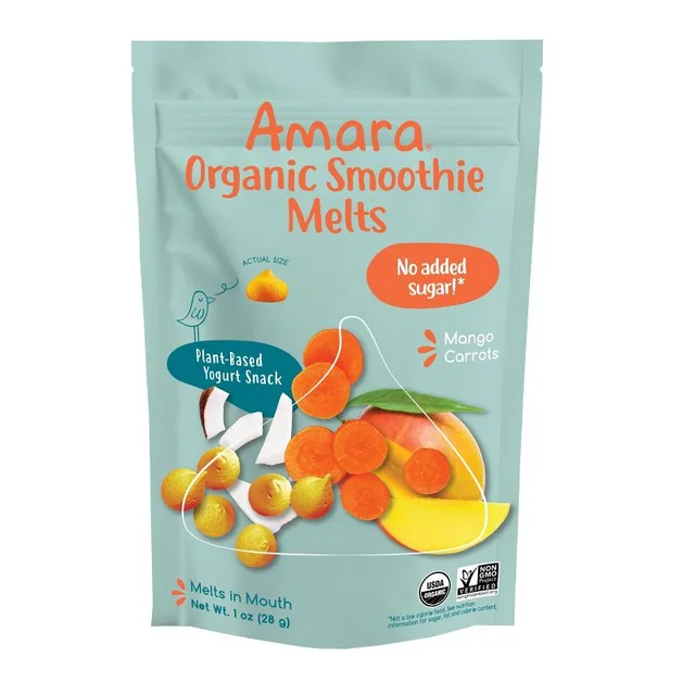 Amara Organic Smoothie Melts Mango Carrot Plant Based Yogurt Baby Snack by Amara - Tier B kids snack