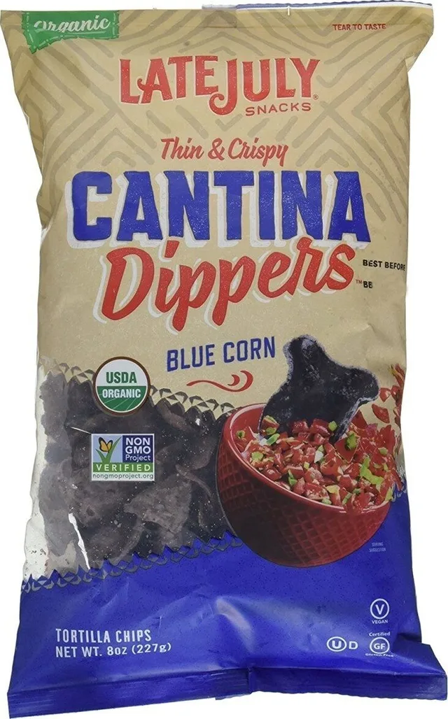Organic Blue Corn Thin & Crispy Cantina Dippers by Late July - Tier A kids snack