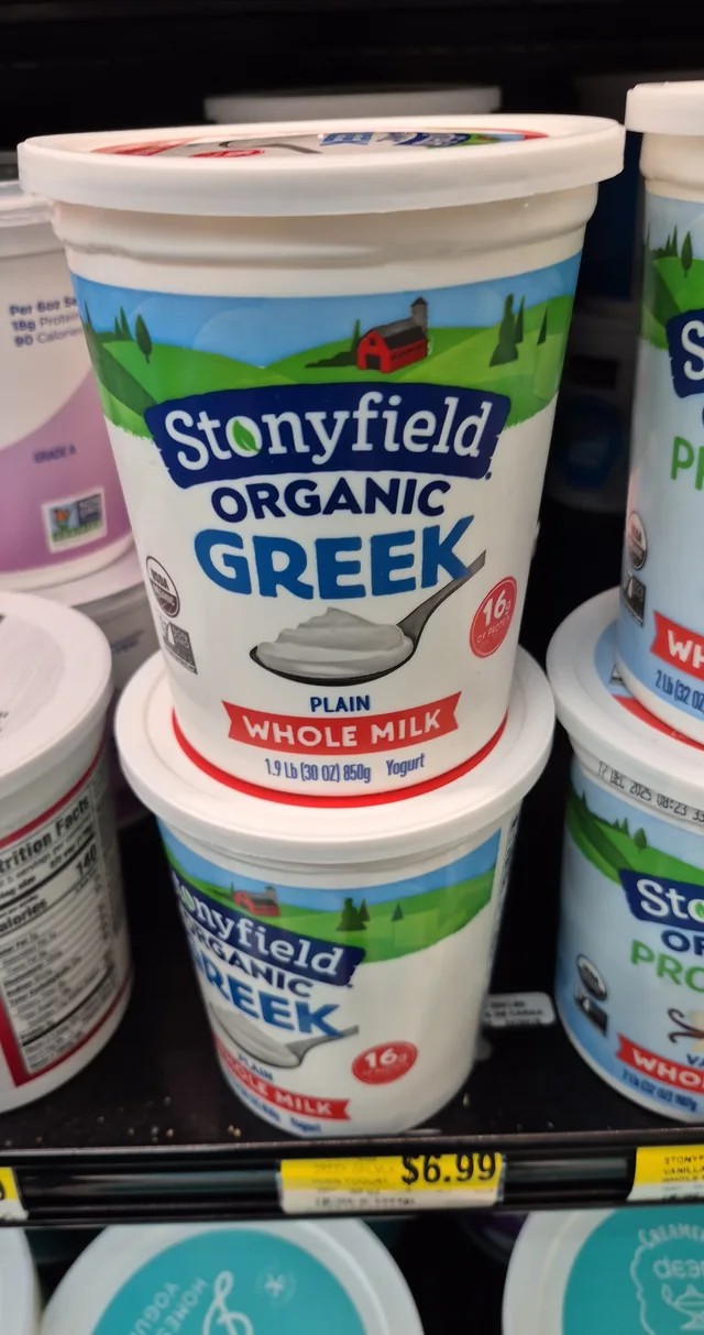 Greek Plain Whole Milk Yogurt by Stonyfield - Tier B kids snack