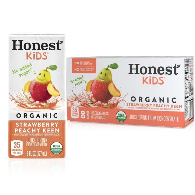 Honest Kids Organic Strawberry Peach Keen Juice Drink - 8pk/6 fl oz Boxes by Honest Kids - Tier B kids snack