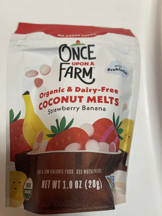 Organic & Dairy-Free Coconut Melts - Strawberry Banana by Once Upon a Farm - Tier A kids snack