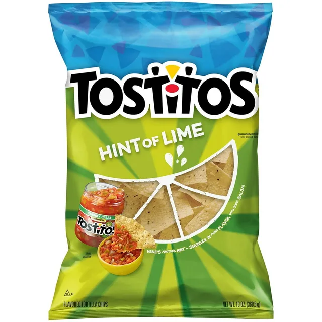 Hint of Lime Flavored Tortilla Chips 13 Ounce Plastic Bag by Tostitos - Tier C kids snack