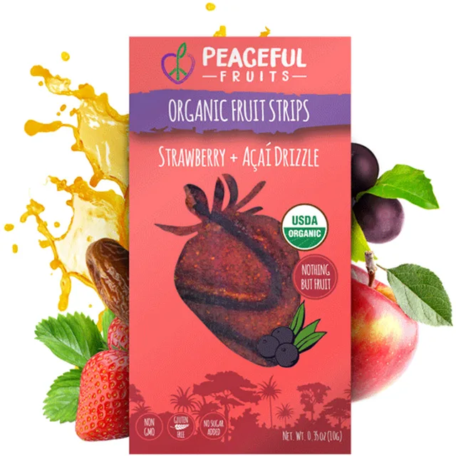 Organic Strawberry Fruit Strip by Peaceful Fruits - Tier B kids snack