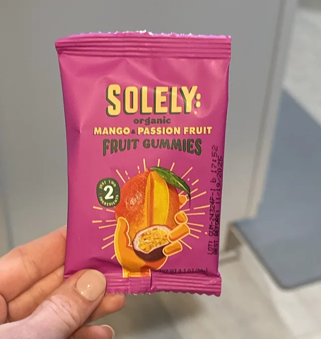 Organic Mango & Passion Fruit Fruit Gummies by Solely - Tier B kids snack