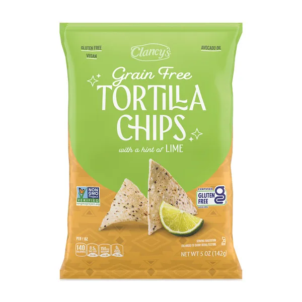 Grain Free Tortilla Chips with a hint of lime by Clancy's - Tier A kids snack