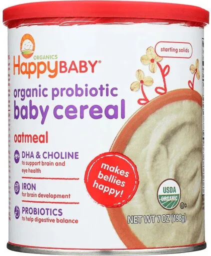 Organic Probiotic Baby Cereal, Oatmeal by Happy Baby - Tier A kids snack