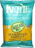 Kettle brand, potato chips, hawaiian barbeque with ginger infused sea salt by Kettle Brand - Tier B kids snack