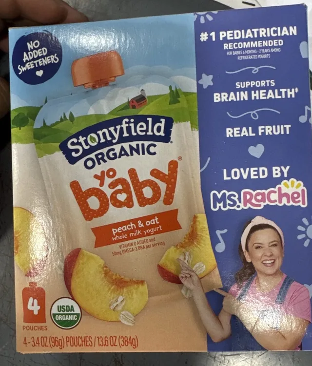 yoBaby peach & oat whole milk yogurt by Stonyfield - Tier B kids snack
