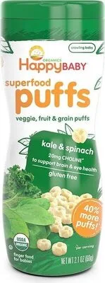 Organic superfood puffs kale spinach by Happy Baby - Tier C kids snack