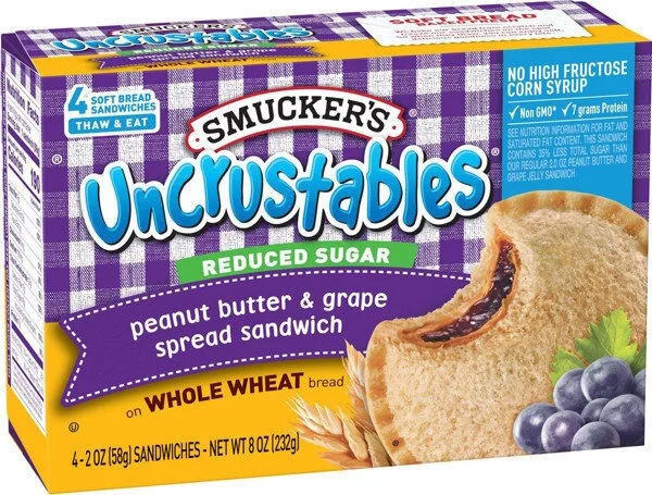 Frozen uncrustables whole wheat peanut butter by Smucker's - Tier D kids snack