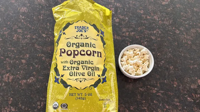Organic Popcorn with Organic Extra Virgin Olive Oil by Trader Joe's - Tier A kids snack
