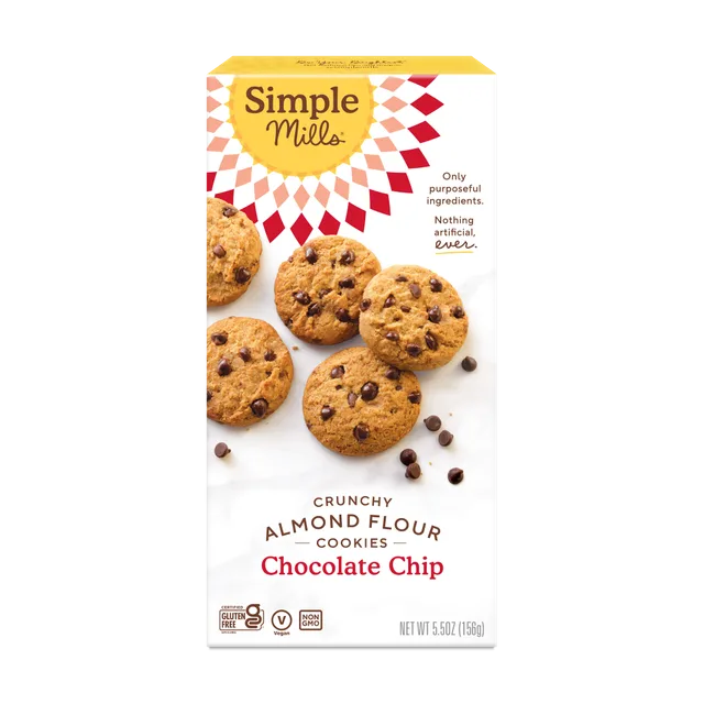 Almond Flour Cookies Chocolate Chip by Simple Mills - Tier E kids snack
