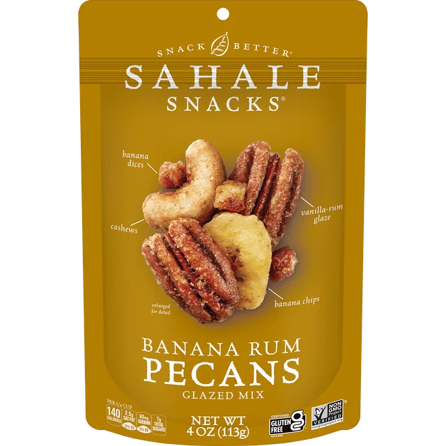 Banana Rum Pecans Glazed Mix Nut Blend by Sahale Snacks - Tier D kids snack