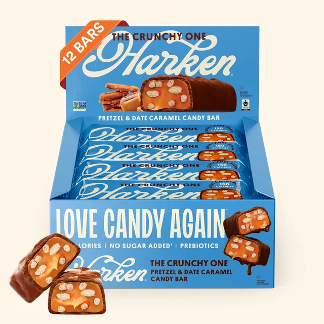 Harken The Crunchy One - Pretzels & Date Caramel Candy Bar (Full Size) by Harken Sweets - Tier B kids snack