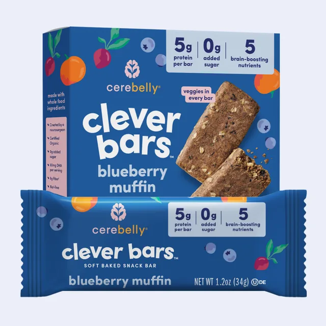Cerebelly Clever Bars Blueberry Muffin (4-pack) by Cerebelly - Tier B kids snack