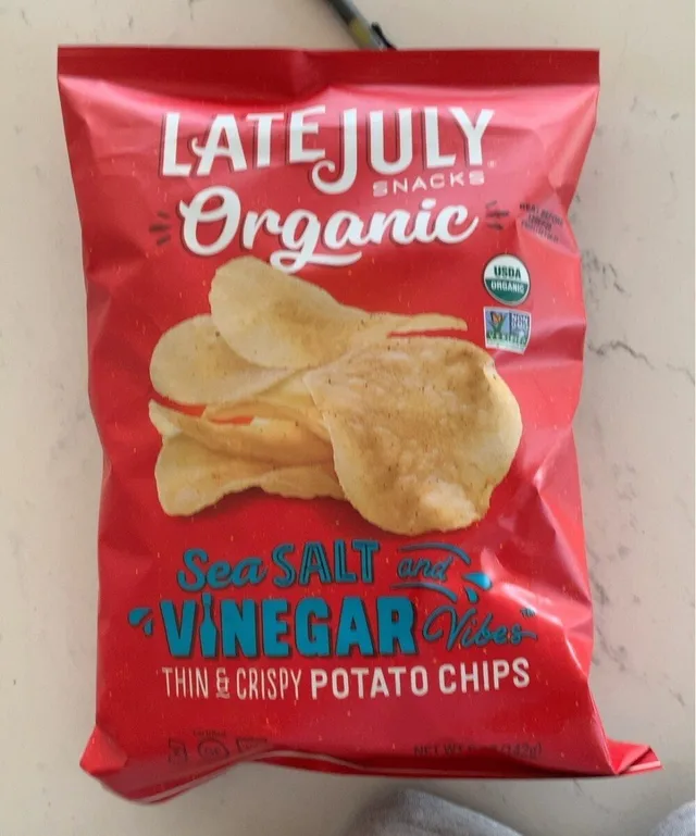 Sea salt and vinegar chips by Late July - Tier A kids snack