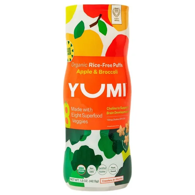YUMI Organic Apple & Broccoli Baby Snack Puffs by Yumi - Tier A kids snack