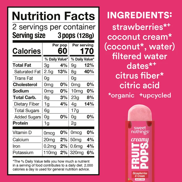 Sweet Nothings Creamy Fruit Pops - Strawberries & Cream by Sweet Nothings Kids - Tier B kids snack