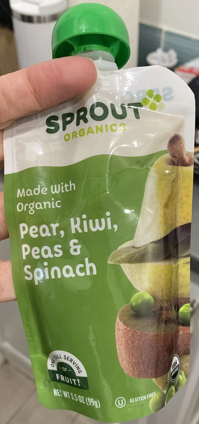 Pear, Kiwi, Peas & Spinach Pouch by Sprout Organic - Tier B kids snack