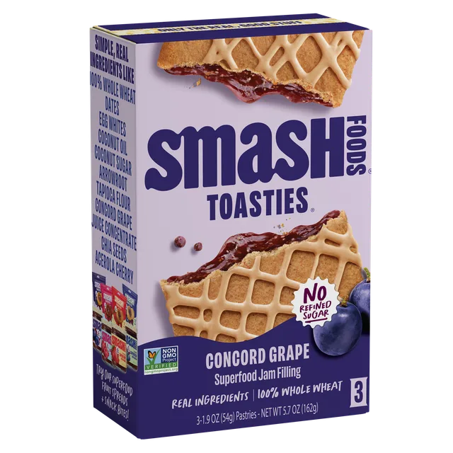 Smash Foods Toasties Concord Grape (Toaster Pastry) by Smash Foods - Tier E kids snack