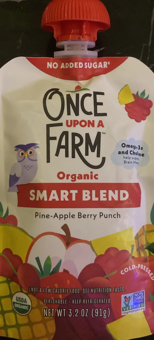 Smart Blend Pine-Apple Berry Punch by Once Upon a Farm - Tier B kids snack