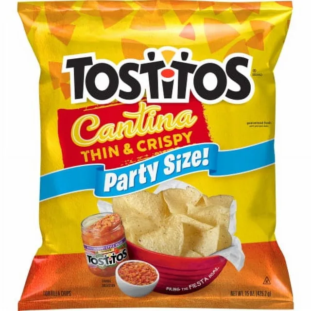 Cantina Thin and Crispy Party Size Tortilla Chips 15 Ounce Plastic Bag by Tostitos - Tier A kids snack