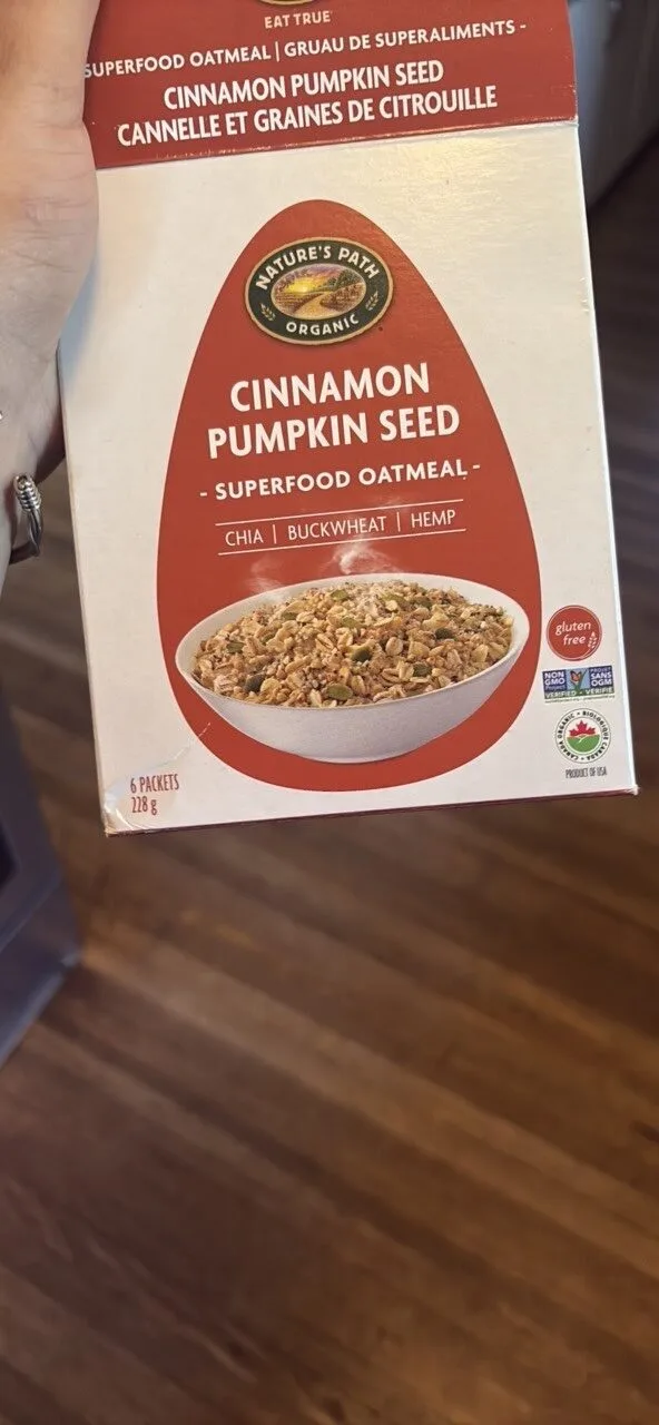 Cinnamon Pumpkin Seed - Superfood Oatmeal by Nature's Path - Tier B kids snack
