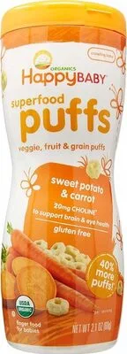 Organic baby food superfood puffs sweet potato carrot by Happy Baby - Tier C kids snack