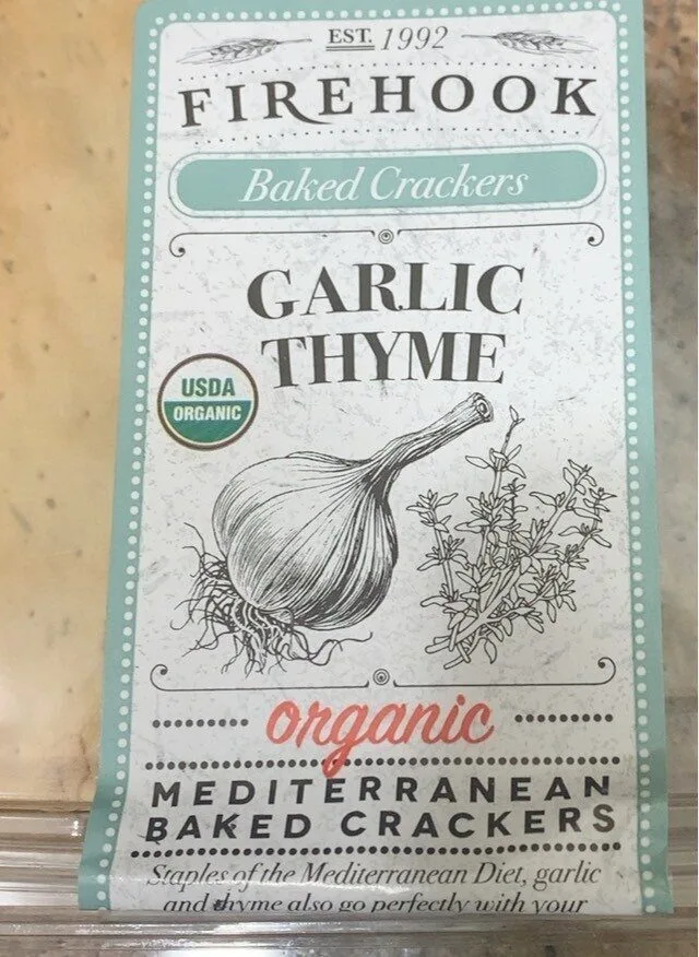 Garlic Thyme Organic Artisan Baked Crackers by Firehook - Tier B kids snack