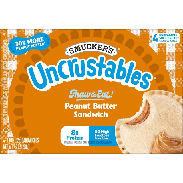 Uncrustables Peanut Butter Sandwich Soft Bread by Smucker's - Tier C kids snack