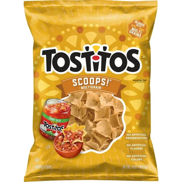 Scoops Multigrain Tortilla Chips 10 Ounce Plastic Bag by Tostitos - Tier B kids snack