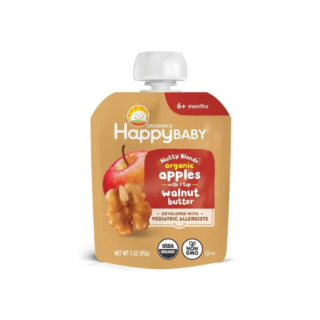 Happy Baby Nutty Blends Organic Apples & Walnut Butter Baby Food Pouch by Happy Baby - Tier B kids snack