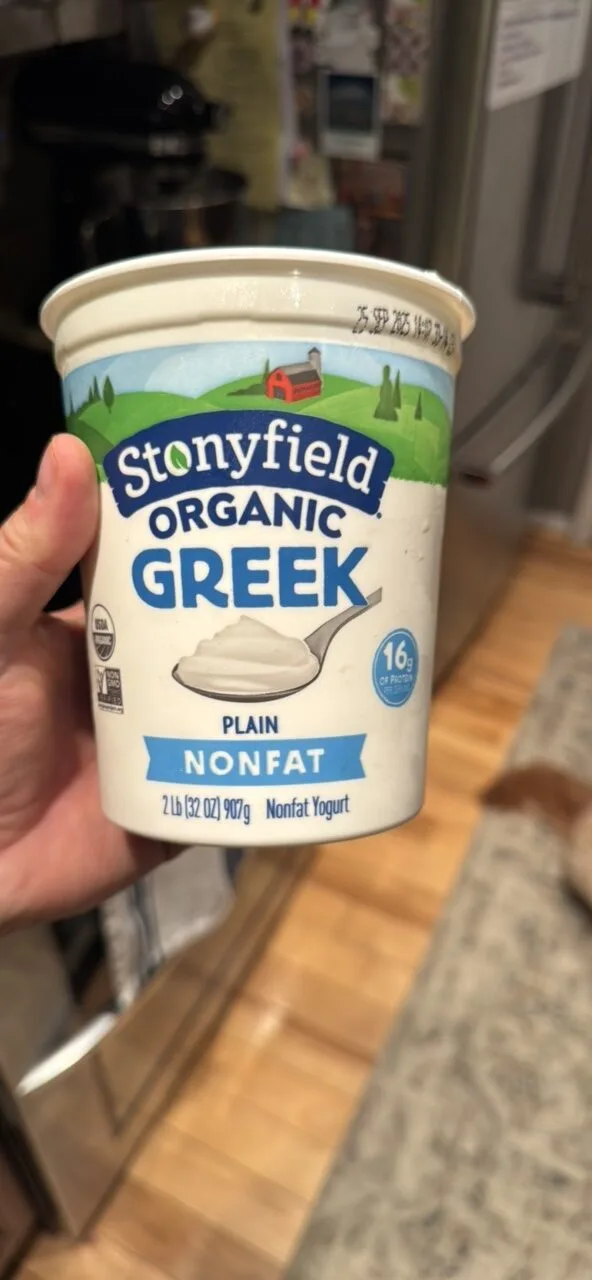 Greek Plain Nonfat Yogurt by Stonyfield - Tier B kids snack