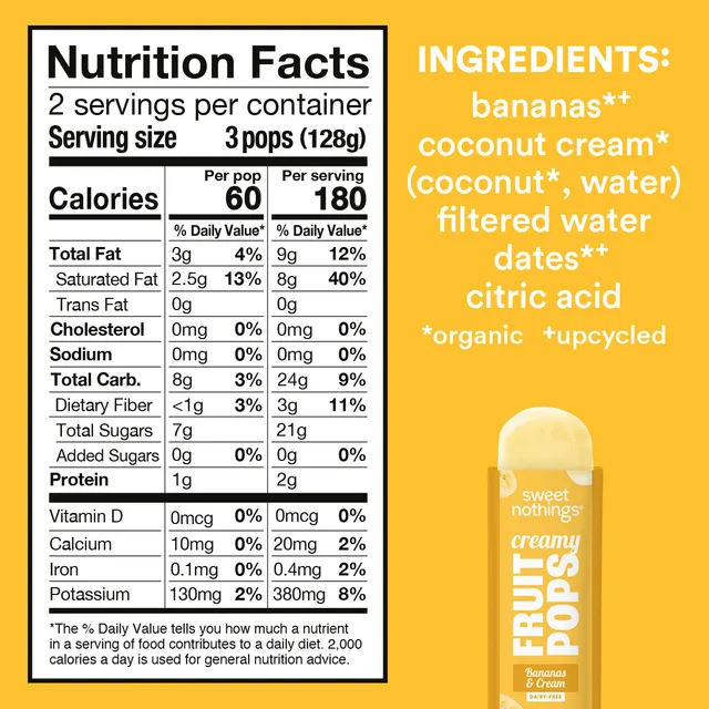 Sweet Nothings Creamy Fruit Pops - Bananas & Cream by Sweet Nothings Kids - Tier B kids snack