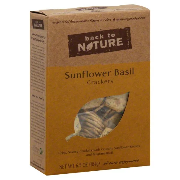 Sunflower basil crackers by Back to Nature - Tier B kids snack