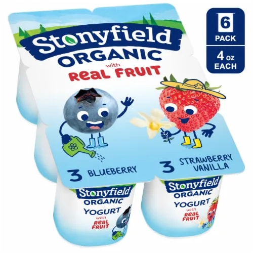 Organic Kids Strawberry Vanilla Lowfat Yogurt Cup by Stonyfield - Tier B kids snack