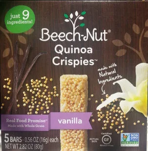 Vanilla quinoa crispies bars, vanilla by Beech-Nut - Tier C kids snack