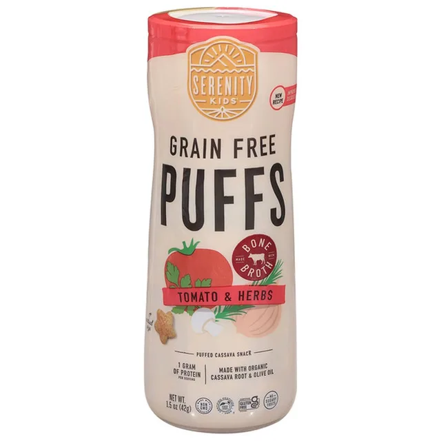 Tomato & Herbs Grain Free Puffs, Tomato & Herbs by Serenity Kids - Tier A kids snack