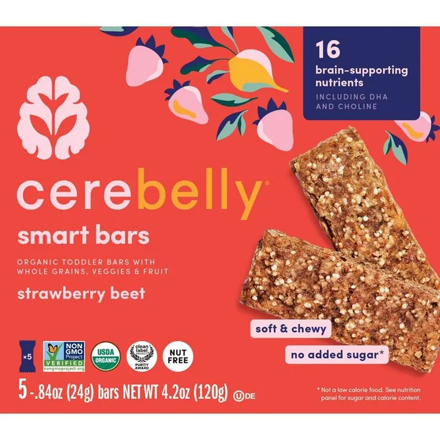 Cerebelly Organic Strawberry Beet Smart Snack Bars by Cerebelly - Tier B kids snack